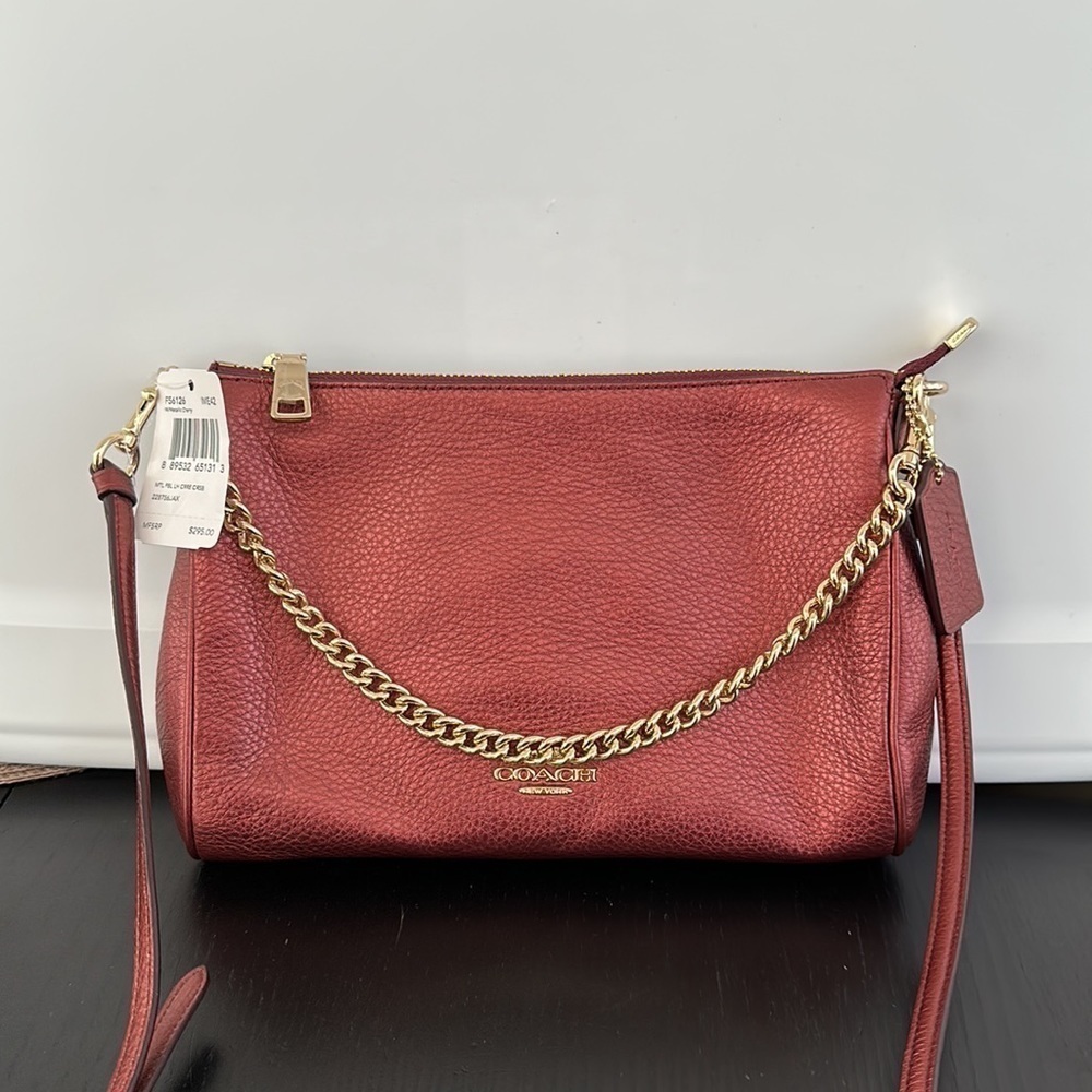 Coach CARRIE CROSSBODY IN METALLIC LEATHER - Picture 3 of 14